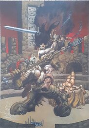 Simone Bianchi - Conan The Barbarian- HUGE painting on canvas - Illustration originale