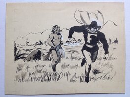 Rémy Bordelet - Bordelet Rémy (RÉMY - Atelier Chott) Fantax Case Originale inédite au Lavis et Encre , Atelier Chott 1948 Ou 1949 Petit Format - Planche originale