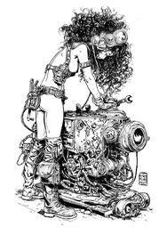Arkadiusz Klimek - Planétoïde sans loi  - Femmes travailleuses steampunk - Illustration originale