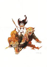 Tony Fernandez - Daisy as Frazetta's Huntress - Original Illustration