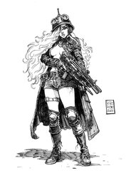 Arkadiusz Klimek - Planétoïde sans loi - Femmes travailleuses steampunk - Illustration originale