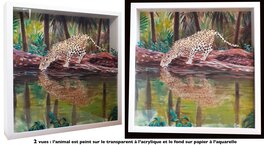 Marc Rouchairoles - Panthère buvant - Original art