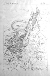 Batman Aliens Splash Page Pencils