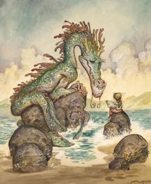 Justin Gerard - How to train your Waterdragon - Illustration originale
