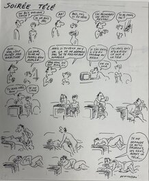 Georges Wolinski - Soirée Télé - Planche originale