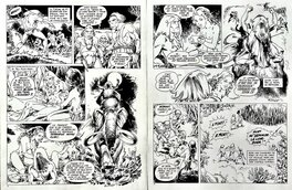 André Chéret - RAHAN : DIPTYQUE PLANCHES ORIGINALES N°2&3 LE VENGEUR DE LA LUNE RONDE (Double signature) - Planche originale