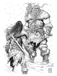 Arkadiusz Klimek - Thorgal rencontre les frères qui gardent les anneaux de Freyr - fan art - Original Illustration