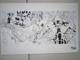 Planche originale JLA wonder woman green lantern / bruno redondo