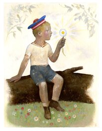 Gérard Dubois - The boy and the flower - Illustration originale