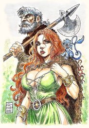Arkadiusz Klimek - Pelisse et Bragon - fan art - colour - Original Illustration