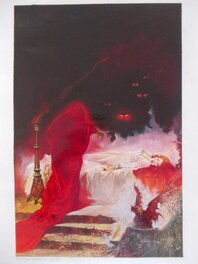 Esteban Maroto - Red SHADOW - oil painting 1979 - cover for Strip Oteka magazine - Illustration originale