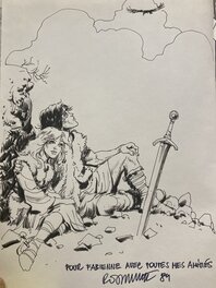 Grzegorz Rosinski - Thorgal et Aaricia en vacances - Illustration originale