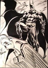 Claudio Castellini - Batman sur Gargouille - Original Illustration