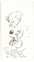 Roba : Boule et Bill, dessin dédicacé pour le dessinateur Walli