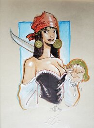 Olivier Vatine - LA FLIBUSTIERE    couleur directe - Illustration originale