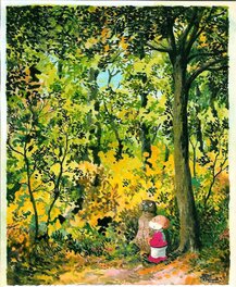 Jean Dulieu - Paulus en Oehoeboeroe in herfstbos - Original Illustration