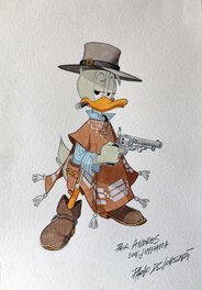 Paolo De Lorenzi - Donald Duck, hommage aux westerns italiens - Original Illustration