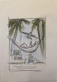 Stéphan Agosto - Stéphan Agosto, illustration originale, dessin préparatoire de l'affiche du festival "Bulles d'Air" 2023. - Original art