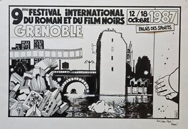 Jacques Tardi - 1987 - Festival international de Grenoble pour le roman et film noirs - Illustration originale