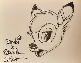 Patrick Cohen - Tête de Bambi - Original Illustration