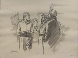 André Juillard - Blake, Mortimer et Nasir dessin preparatoire - Planche originale