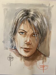 Stéphan Agosto - Stéphan Agosto, illustration originale, "Portrait de Jeune Femme". - Illustration originale