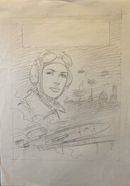 Stéphan Agosto - Stéphan Agosto, illustration originale, crayonné et recherche de couverture pour "Ciel sans Pilote" tome 2 "Le Crépuscule des V1 - Illustration originale