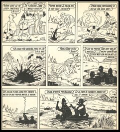 Willy Vandersteen - Ons Volkske 1951 : Vrolijke Bengels : Pootjebaden - Planche originale