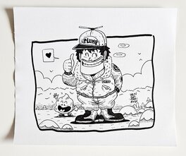 oTTami - Dessin original de l'Inktober 2025  Dr Slump, Senbei Norimaki par oTTami ! - Original Illustration