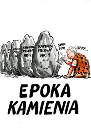 Ryszard Dąbrowski - Jaroslaw Kaczyński - L'âge de pierre - Original Illustration