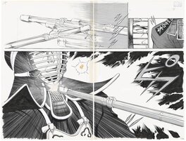 Mamoru Uchiyama - Wind and Sword #73 pgs 14 & 15 / double page - semi splash - Original Illustration