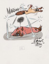 Florence Cestac - Qui dit chat dit chien ! - Illustration originale