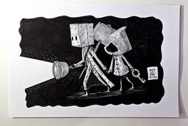oTTami - Dessin original de l'Inktober 2025 : Mono et Six de Little Nightmares 2 par oTTami ! - Illustration originale