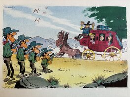 Morris - Lucky Luke - The Daltons Attack a Stage Coach - Illustration originale