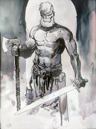 Ronan Toulhoat - Guerrier menaçant - Illustration originale