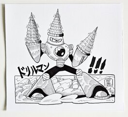 oTTami - Dessin original de l'Inktober 2025 : Drill Man de Megaman par oTTami ! - Original Illustration