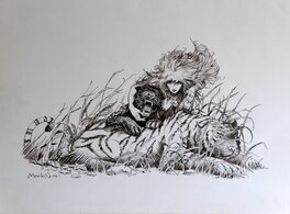Guerrière aux fauves