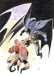 Virginie Augustin - Virginie Augustn - Illustration Batman vs Hellboy - Illustration originale