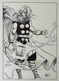 Marco Nizzoli - Nizzoli, Thor, illustration roi de trèfle, carte poker, 1995. - Illustration originale