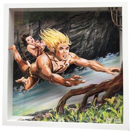 Marc Rouchairoles - Rahan en relief Variante de couverture d'après A. Chéret - Original art