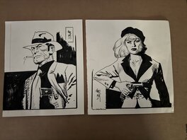 Jordi Bernet - Bernet BONNIE &CLYDE 2 DESSINS ENCRE DE CHINE - Illustration originale
