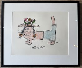 Siné - Nattes a Chat - Original Illustration