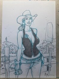 Nicolas Malfin - Pin up cow girl - Original Illustration