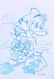 Paco Rodriguez Peinado - Couverture (bleu) - La Vie et Les Mensonges de Donald Duck - Original Cover