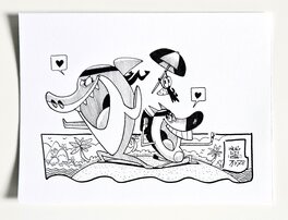 oTTami - Dessin original de l'Inktober 2025 : Zig & Sharko par oTTami ! - Illustration originale