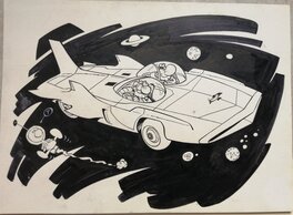 Greg - Achille Talon au volant de l'oiseau de feu 3, 1958 - Illustration originale