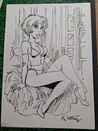 François Walthéry - Natacha en bustier avec gant - Planche originale