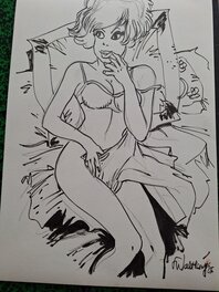 François Walthéry - Natacha sur ses coussins - Planche originale