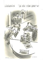 Serge Clerc - Serge Clerc - J'ai rêvé d'être cadre - Libération (1991) - Illustration originale