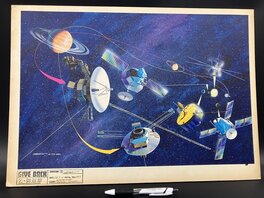 Hitoshi Ikematsu - Space Satellite - Original Illustration